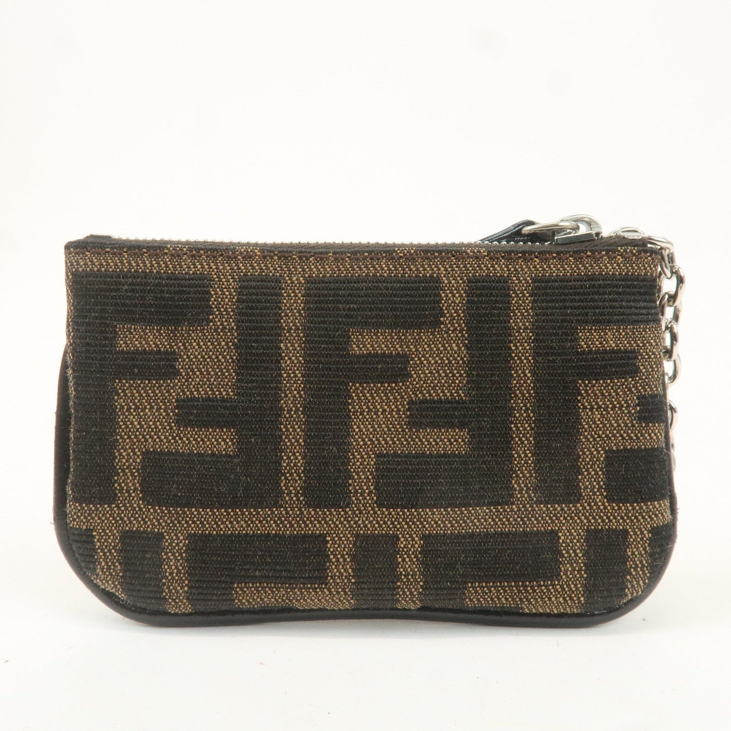 FENDI Zucca Canvas Leather Coin Case Brown 00474