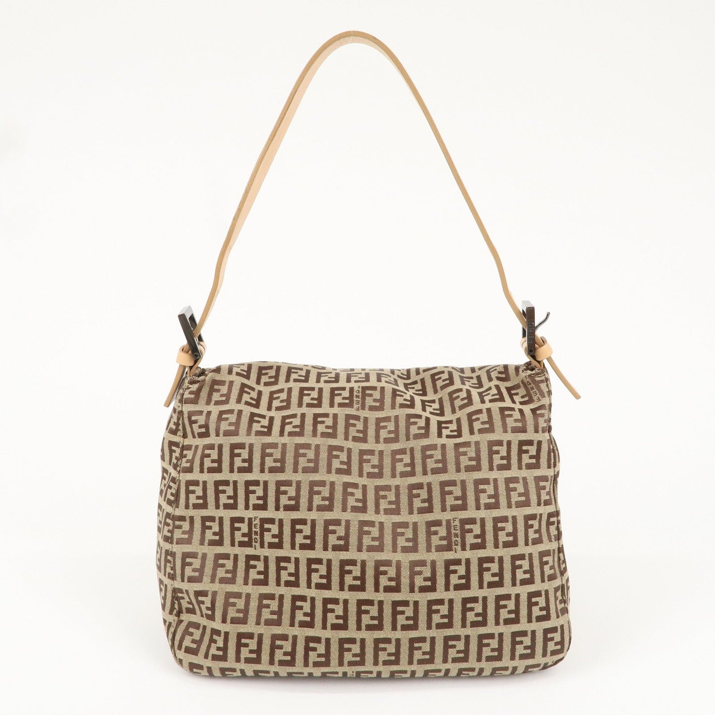 FENDI Mamma Baguette Zucchino Canvas Leather Shoulder Bag 8BR004