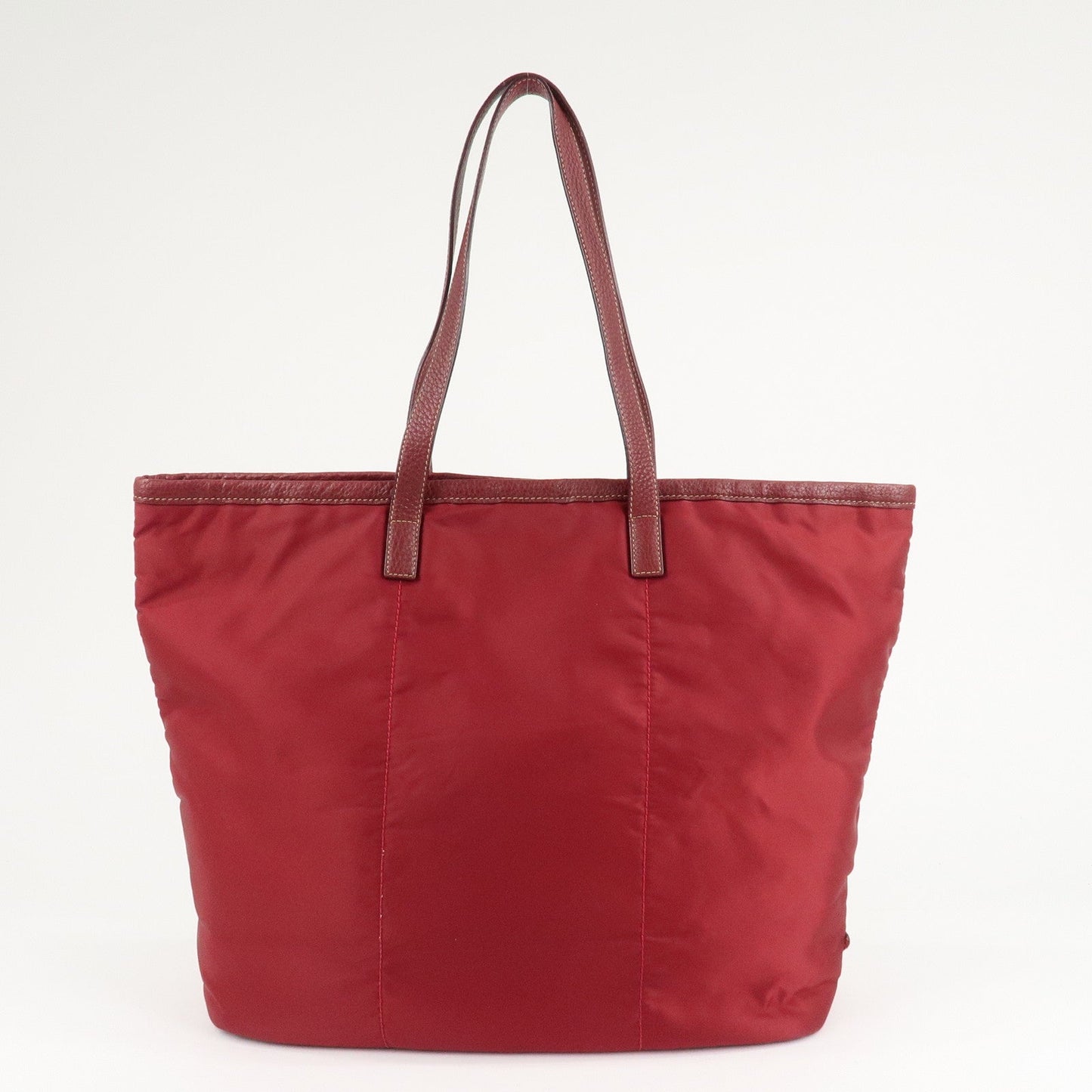 PRADA Logo Nylon Leather Tote Bag Shoulder Bag Dark Red BR4634  d