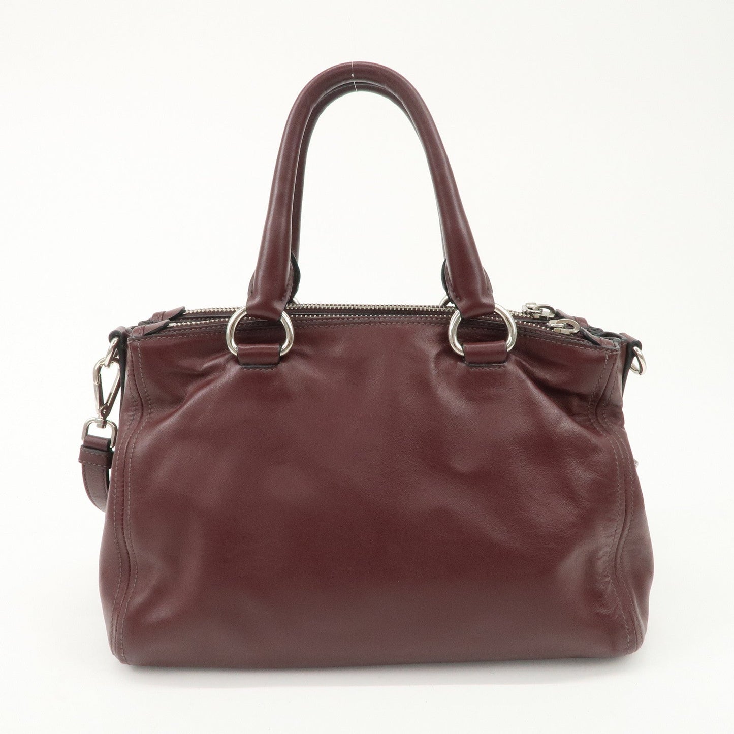 PRADA Leather 2Way Bag Hand Bag Shoulder Bag Bordeaux BN2866  d