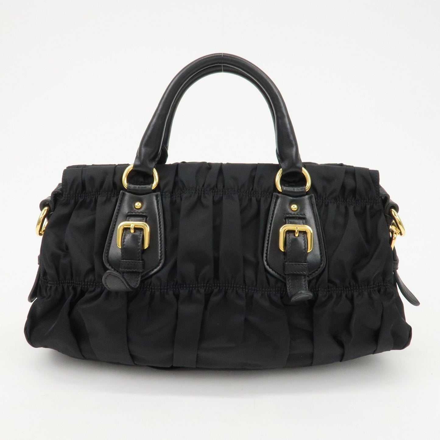 PRADA Logo Nylon Leather 2Way Bag Hand Bag Black NERO BN1407  d