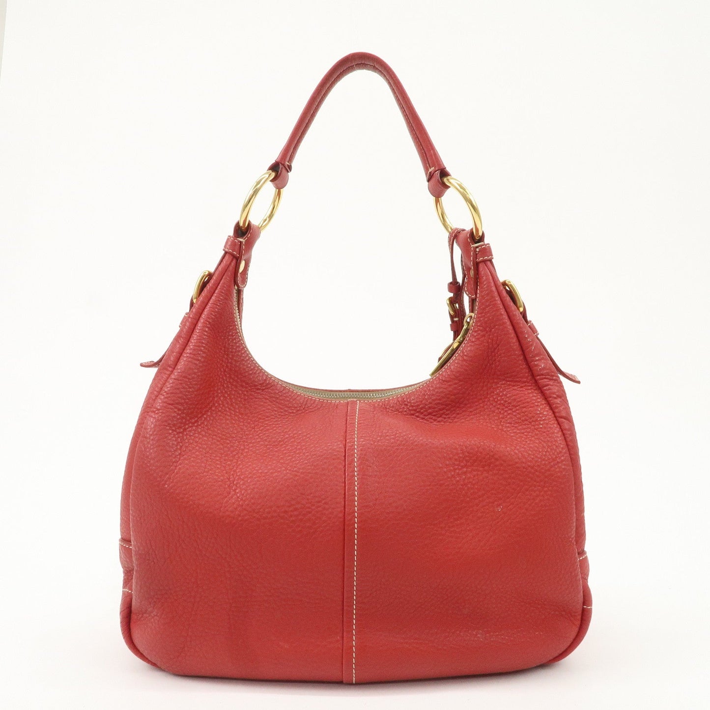 PRADA Logo Leather Shoulder Bag Hand Bag Red BR4373  d
