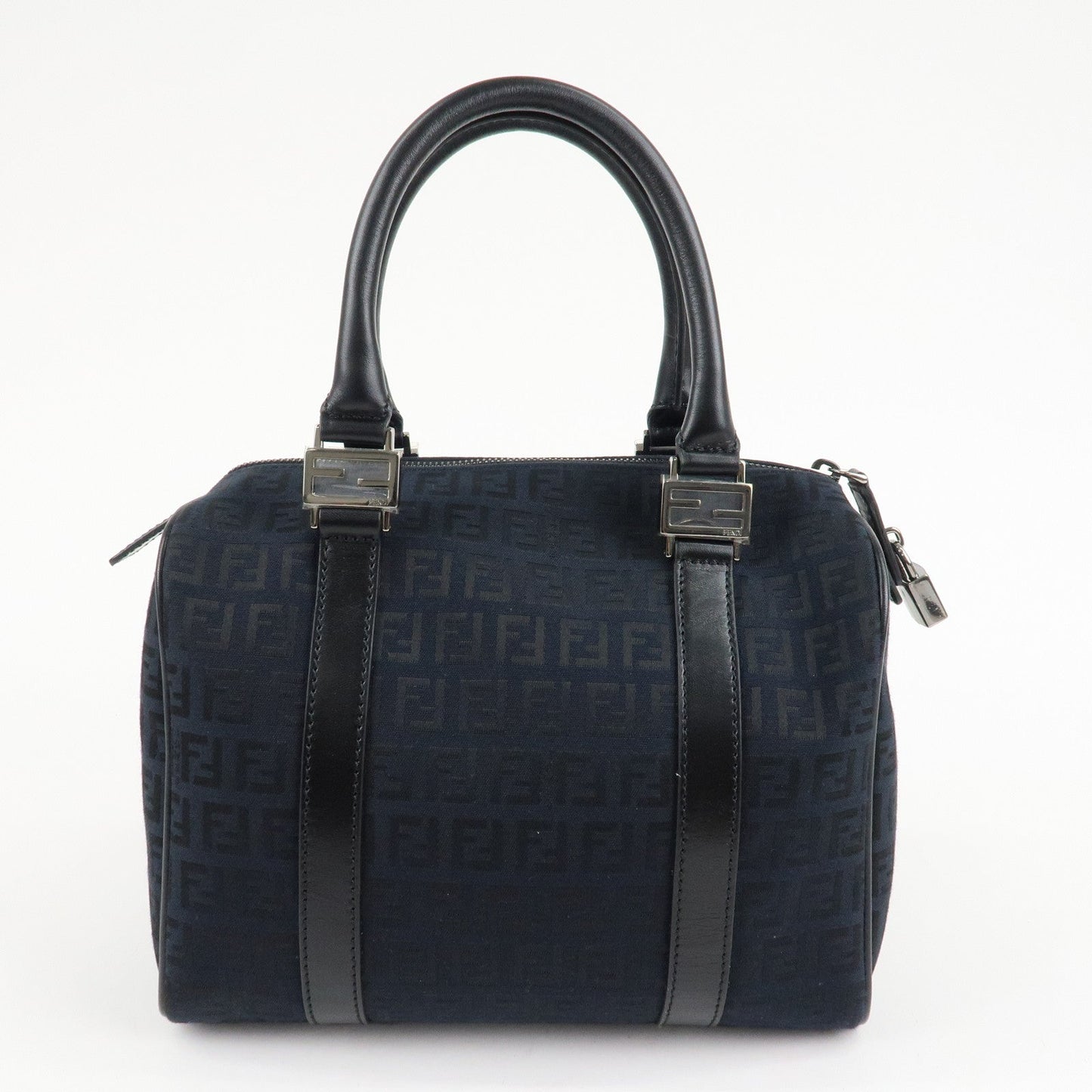 FENDI Zucca PVC Enamel Mini Boston Bag Black 8BL068  d