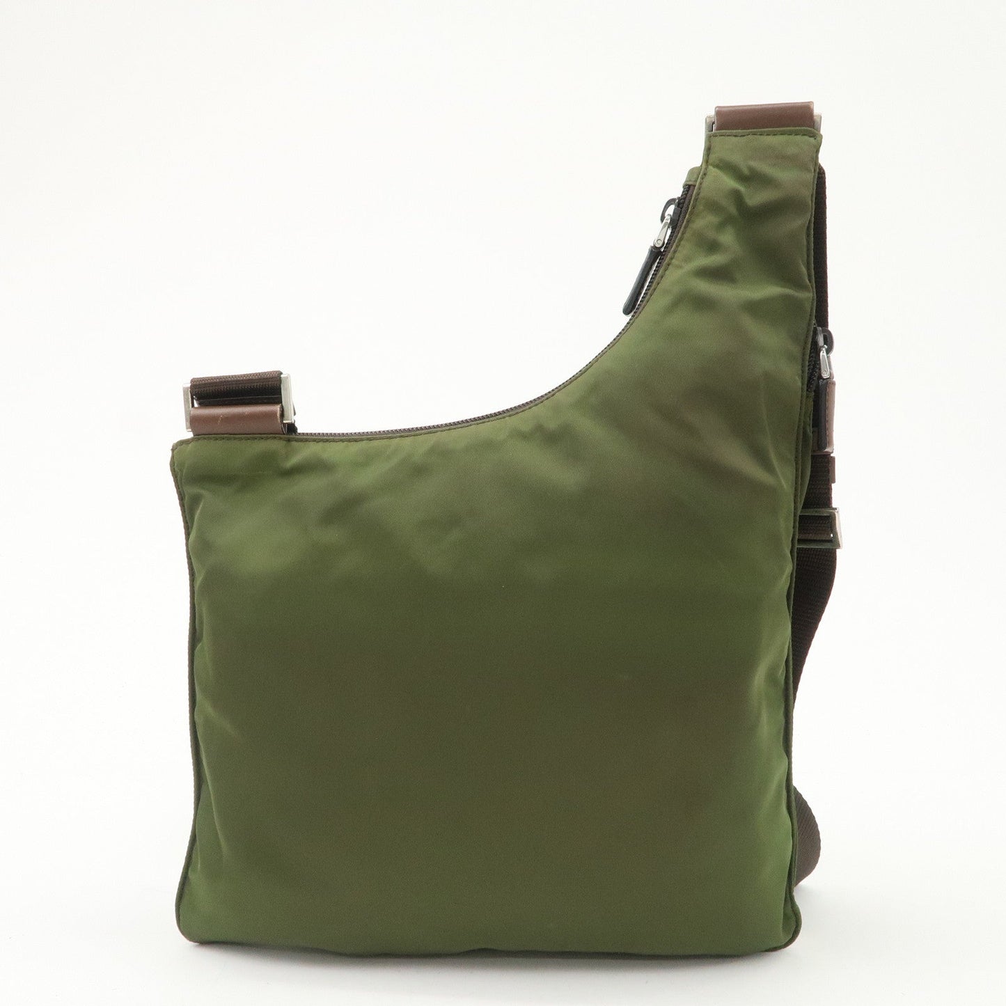 PRADA Triangle Logo Nylon Leather Shoulder Bag Crossbody Bag Khaki  d