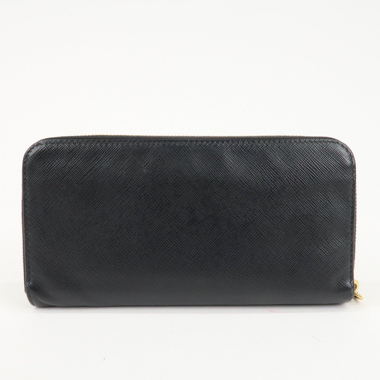 PRADA Saffiano Leather Round Zipper Long Wallet Black 1M0506  d