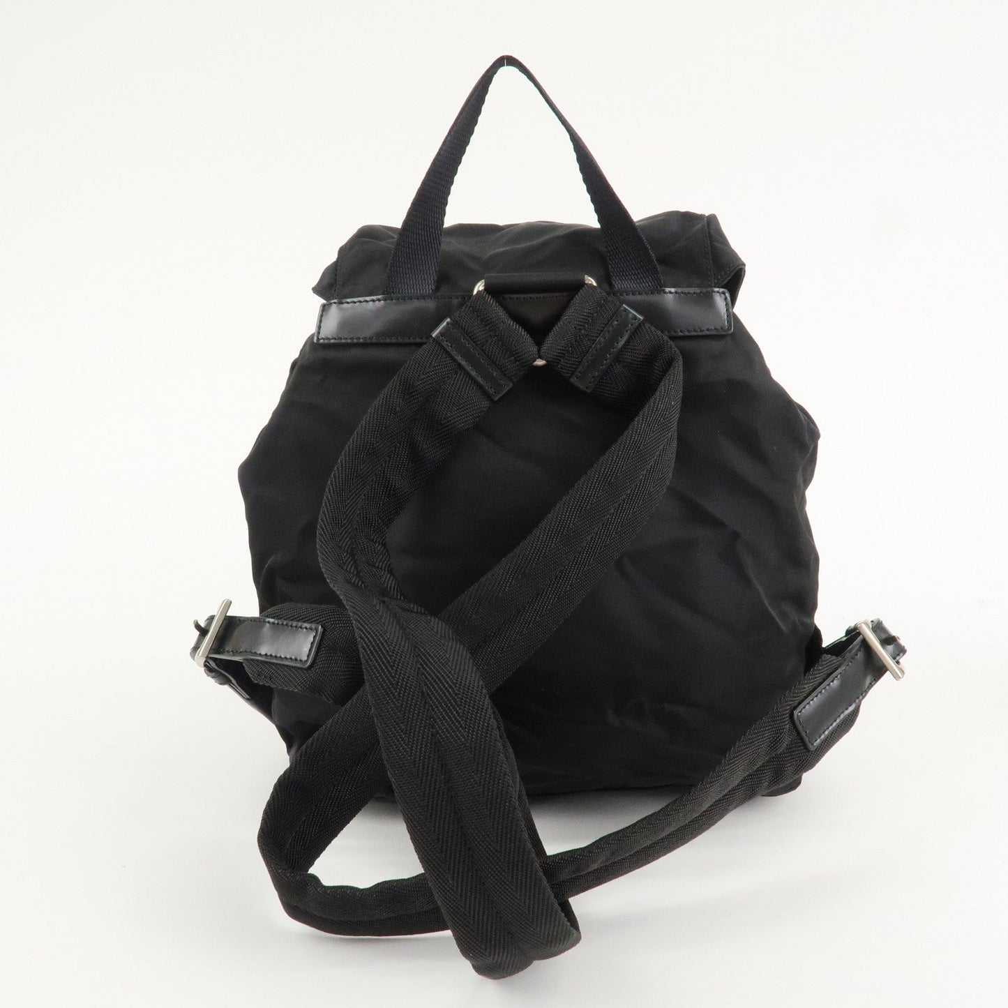 PRADA Triangle Logo Nylon Leather Back Pack Black B5885  d
