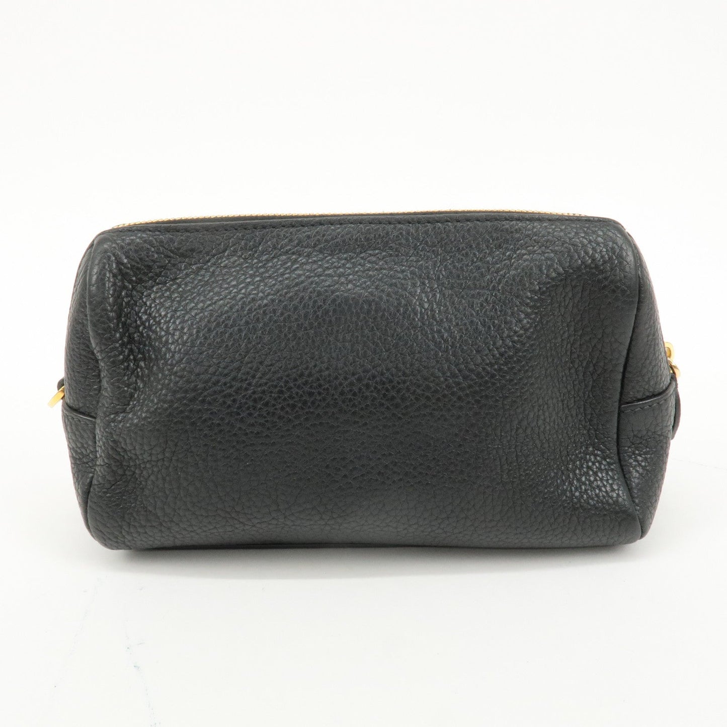 PRADA Logo Leather Pouch Cosmetic Pouch Black  d