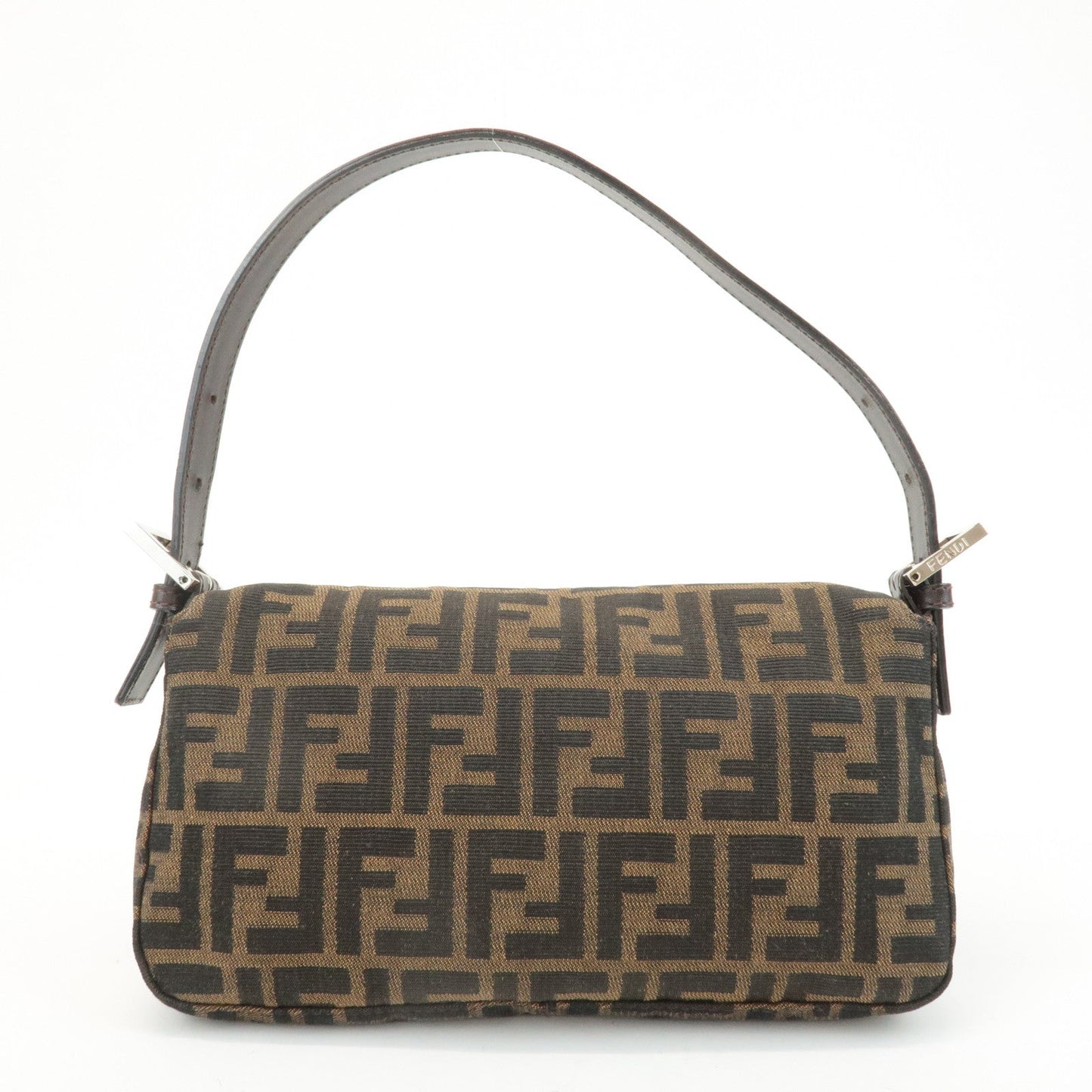 FENDI Mamma Baguette Zucca Canvas Shoulder Bag Brown Black 26424  d