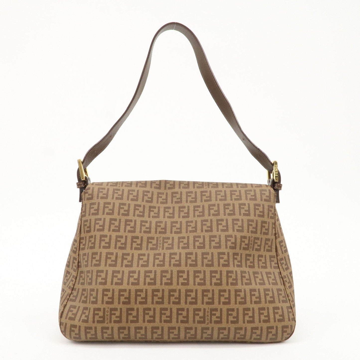 FENDI Mamma Baguette Zucchino Canvas PVC Leather Shoulder Bag  d