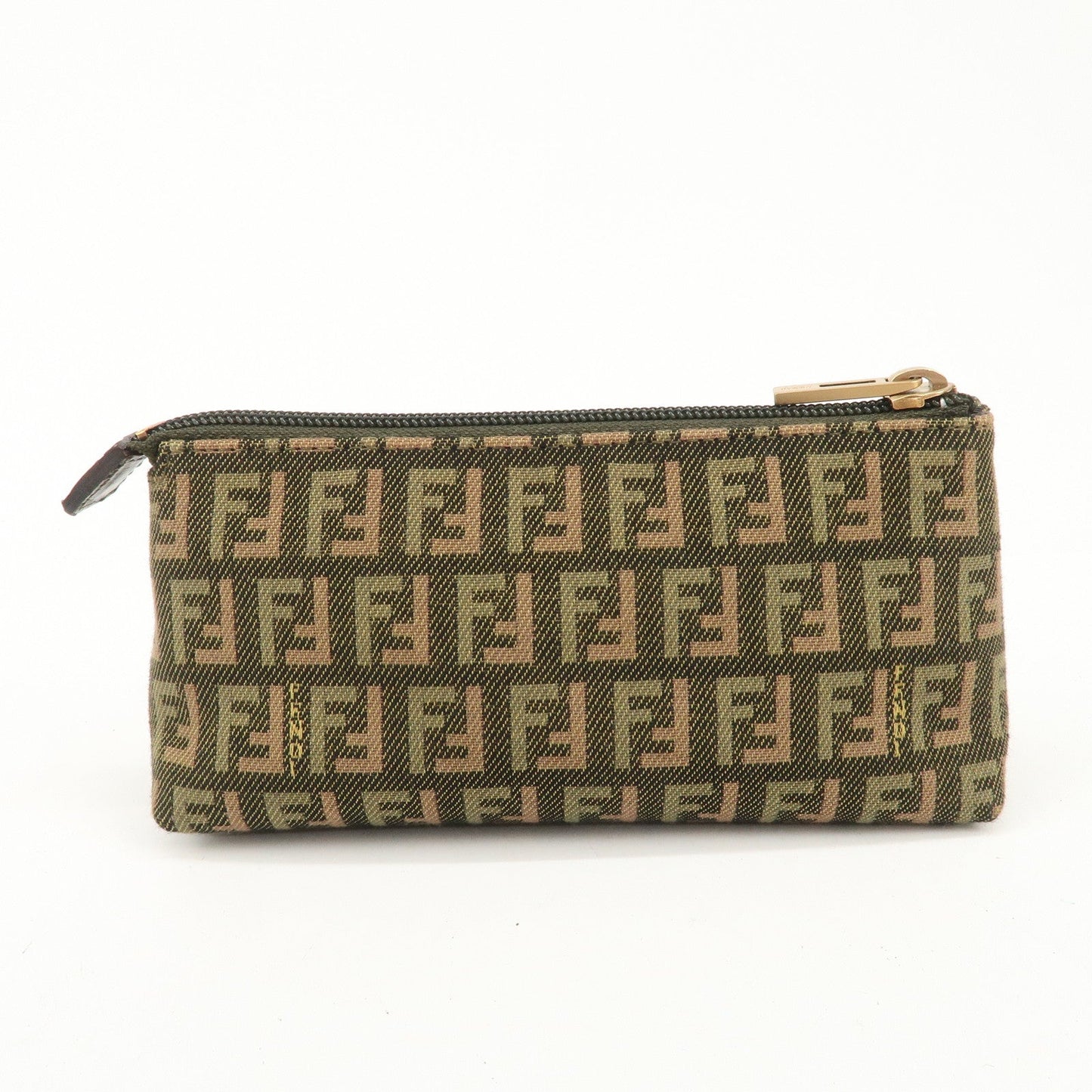 FENDI Zucca Canvas Leather Pouch Mini Bag Khaki Brown 7N0037  d