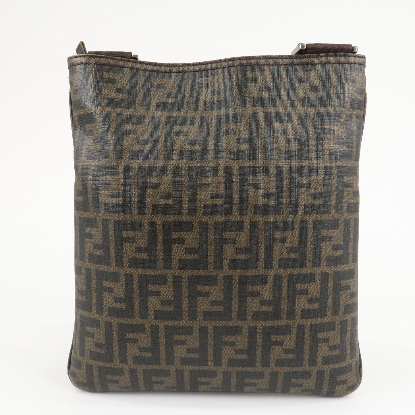 FENDI Zucca Print PVC Shoulder Bag Khaki Black 7VA207  d