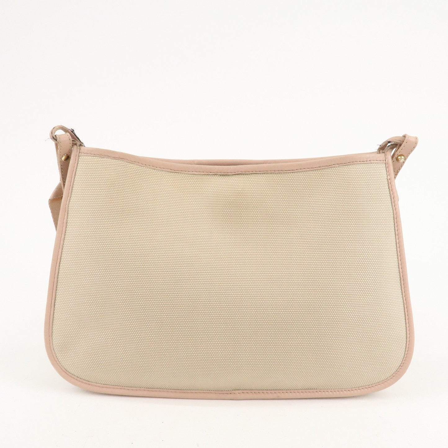 FENDI Logo Canvas Leather Shoulder Bag Beige Pink 8BT084  d