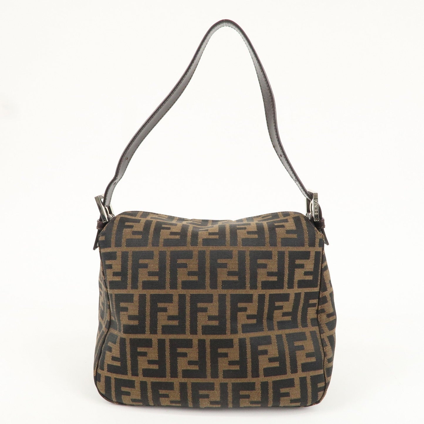 FENDI Zucca Canvas Leather Shoulder Bag Brown 222826