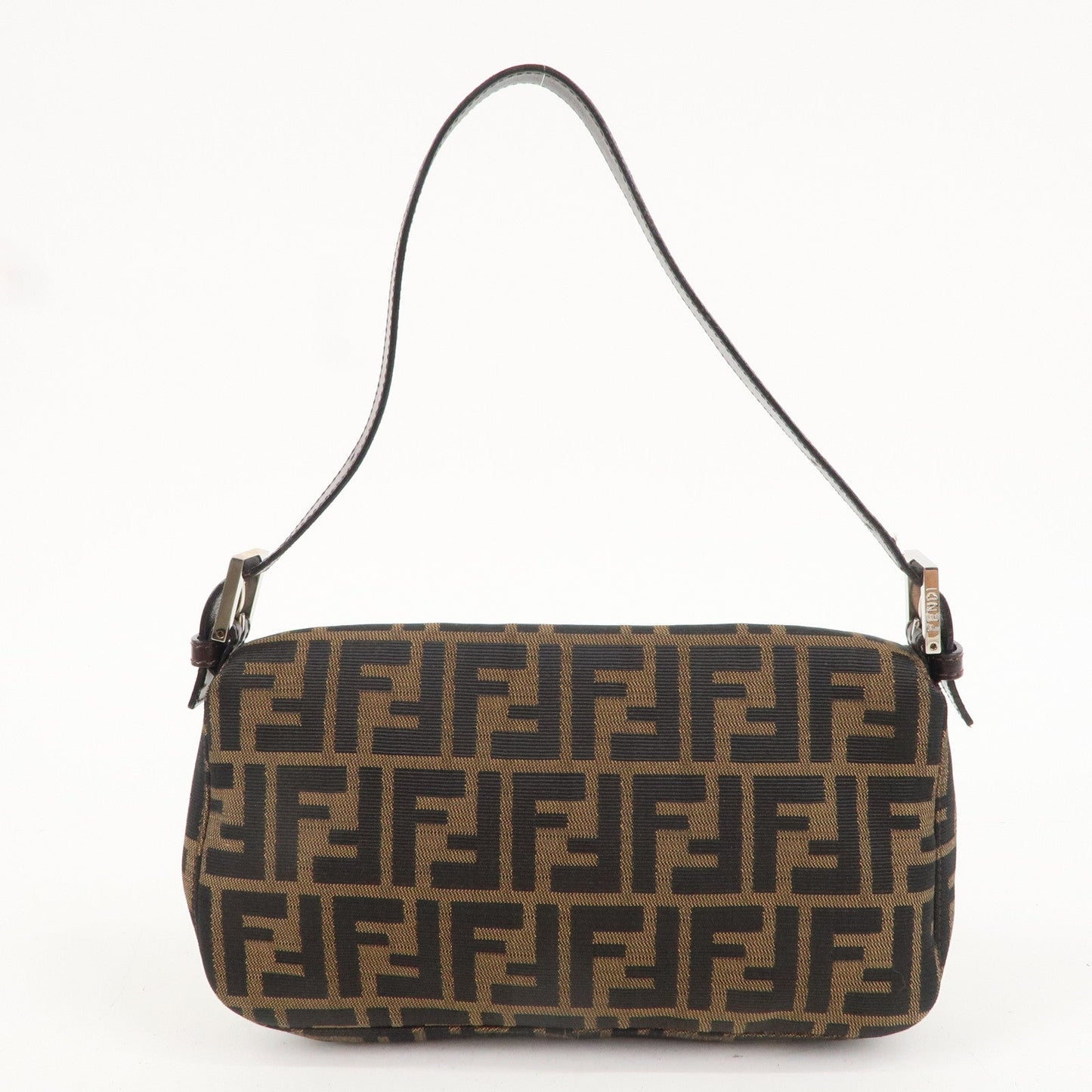 FENDI Zucca Mamma Baguette Canvas Leather Shoulder Bag 26424