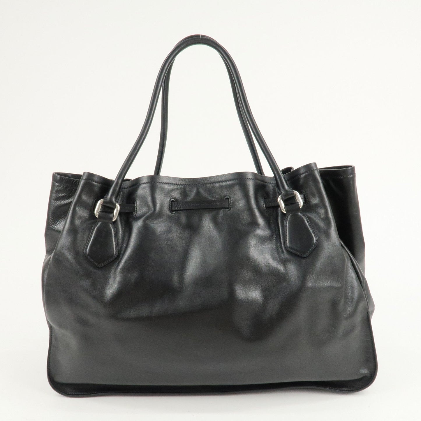 PRADA Leather Tote Bag Shoulder Bag Black BR3616  d