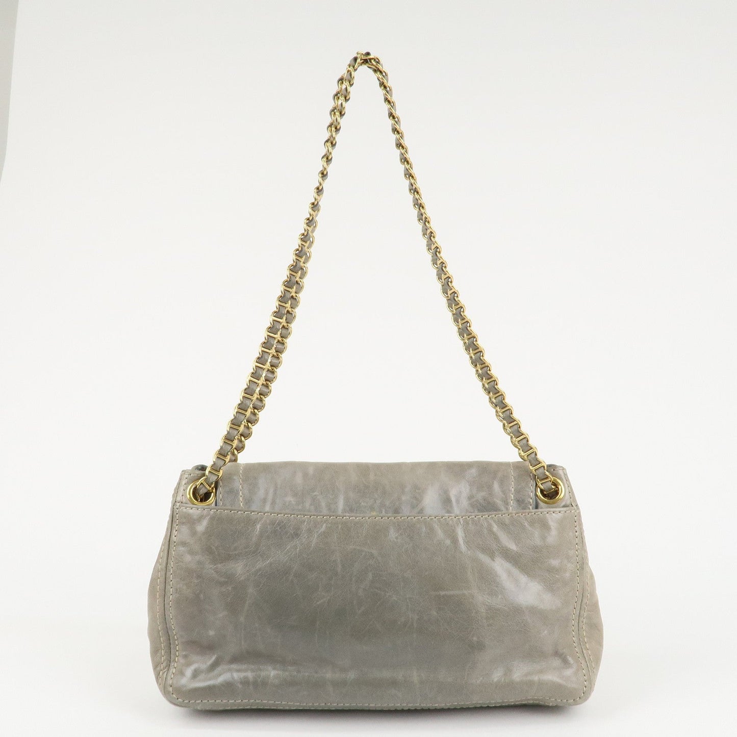 PRADA Leather Chain Shoulder Bag Gray BR4657  d