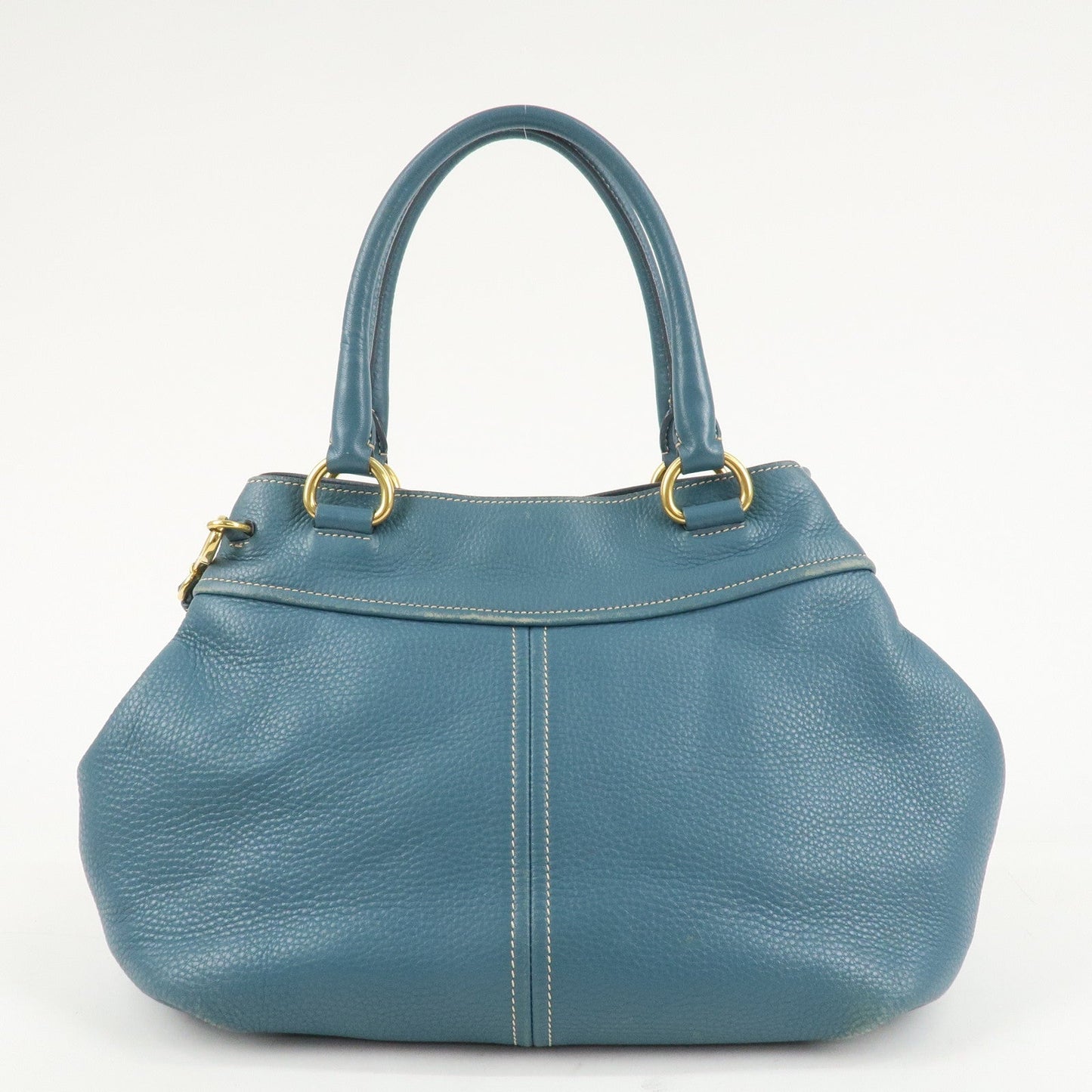 PRADA Leather 2Way Bag Hand Bag Shoulder Bag Blue Gold HDW  d