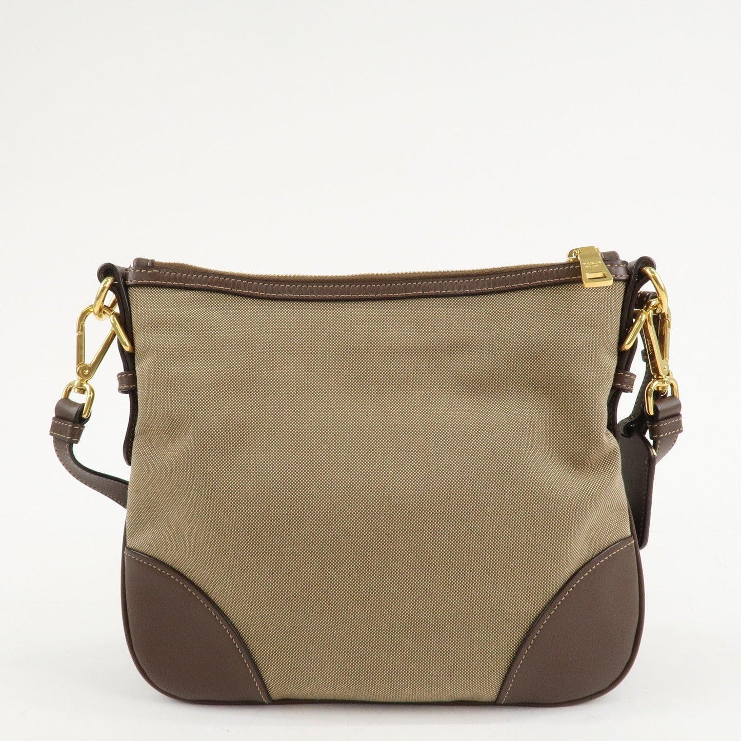 PRADA Jacquard Leather Shoulder Bag Purse Beige Brown BT867A  d