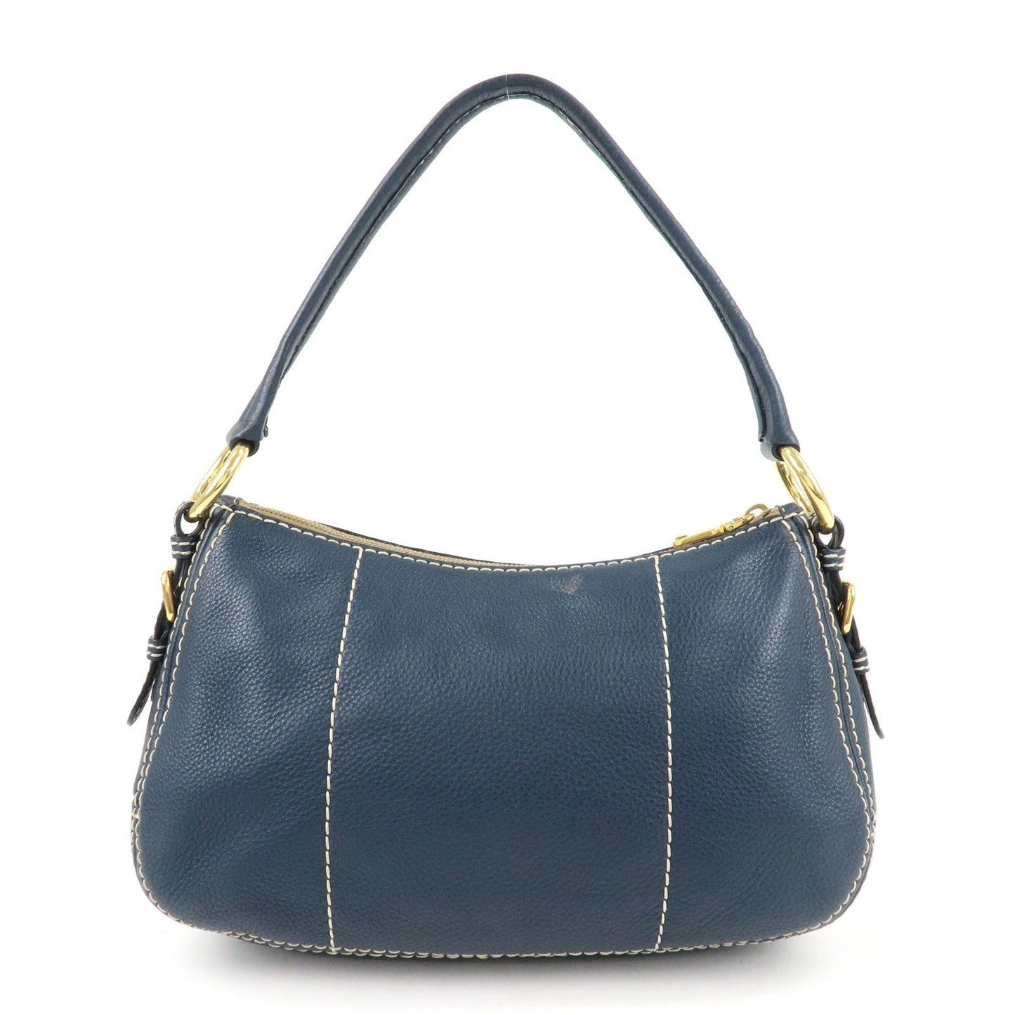 PRADA Soft Calf Leather Shoulder Bag Hand Bag Blue BR4690  d