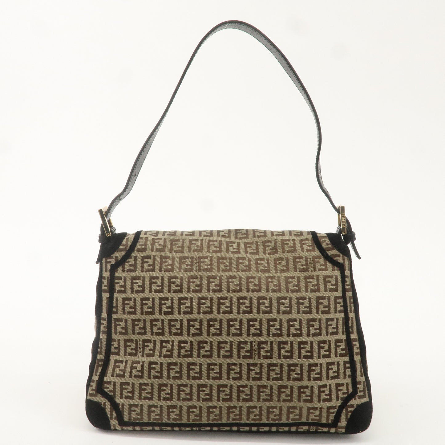FENDI Mamma Baguette Zucchino Canvas Leather Velour Bag 8BR001