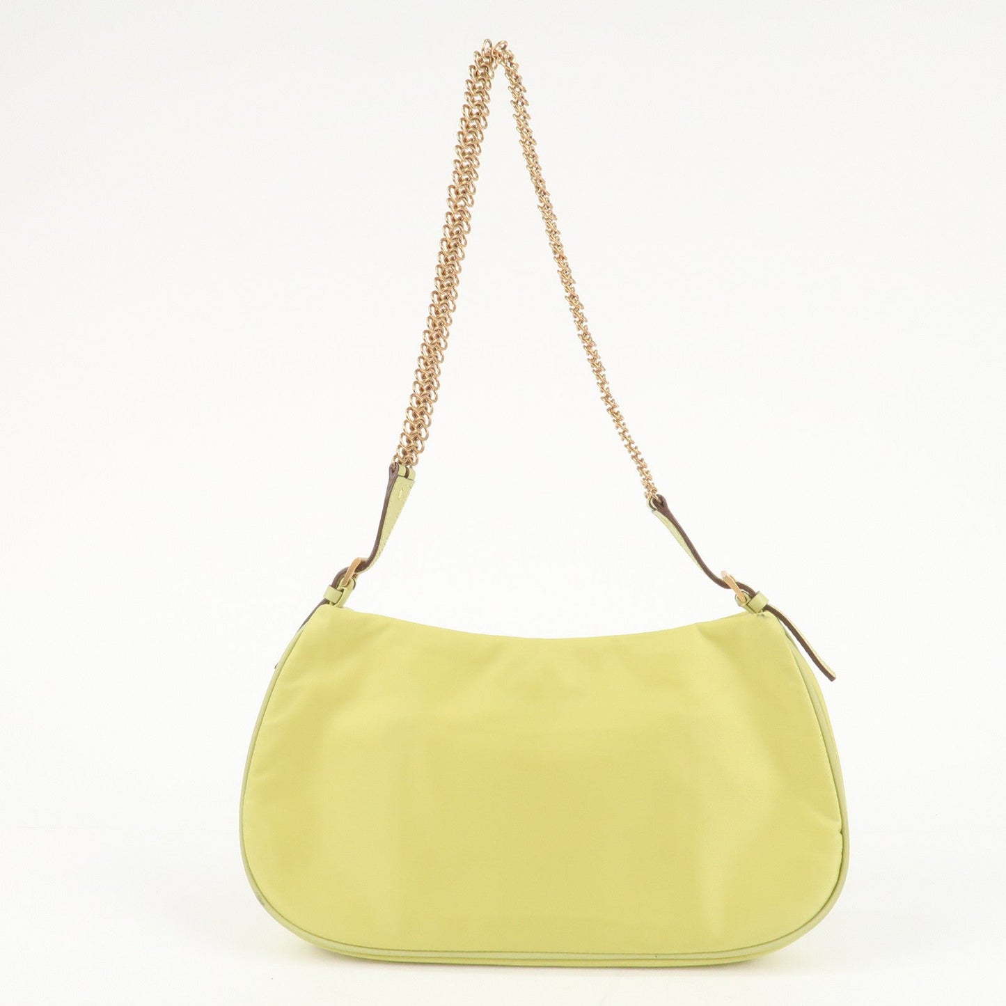 PRADA Nylon Leather Chain Shoulder Bag Yellow BR0105  d