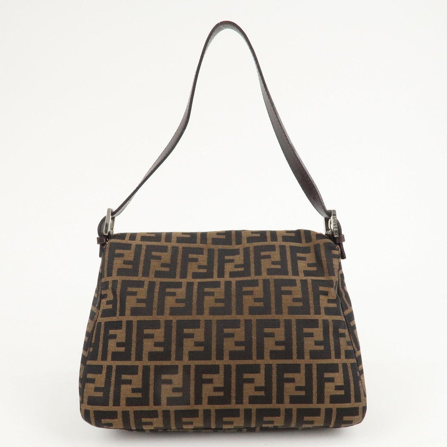 FENDI Mamma Baguette Zucca Canvas Shoulder Bag Brown Black 26325  d