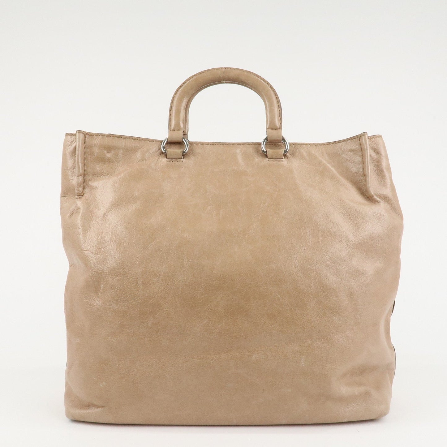 PRADA Logo Leather 2Way Bag Tote Bag Shoulder Bag Beige BR4617  d