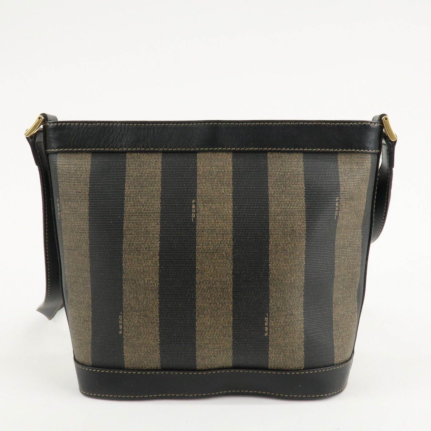 FENDI Pequin PVC Leather Shoulder Bag Black Brown 11644  d