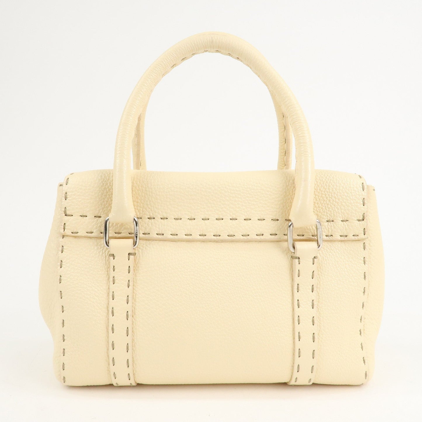 FENDI Selleria Leather Mini Linda Hand Bag Cream 8BR486  d