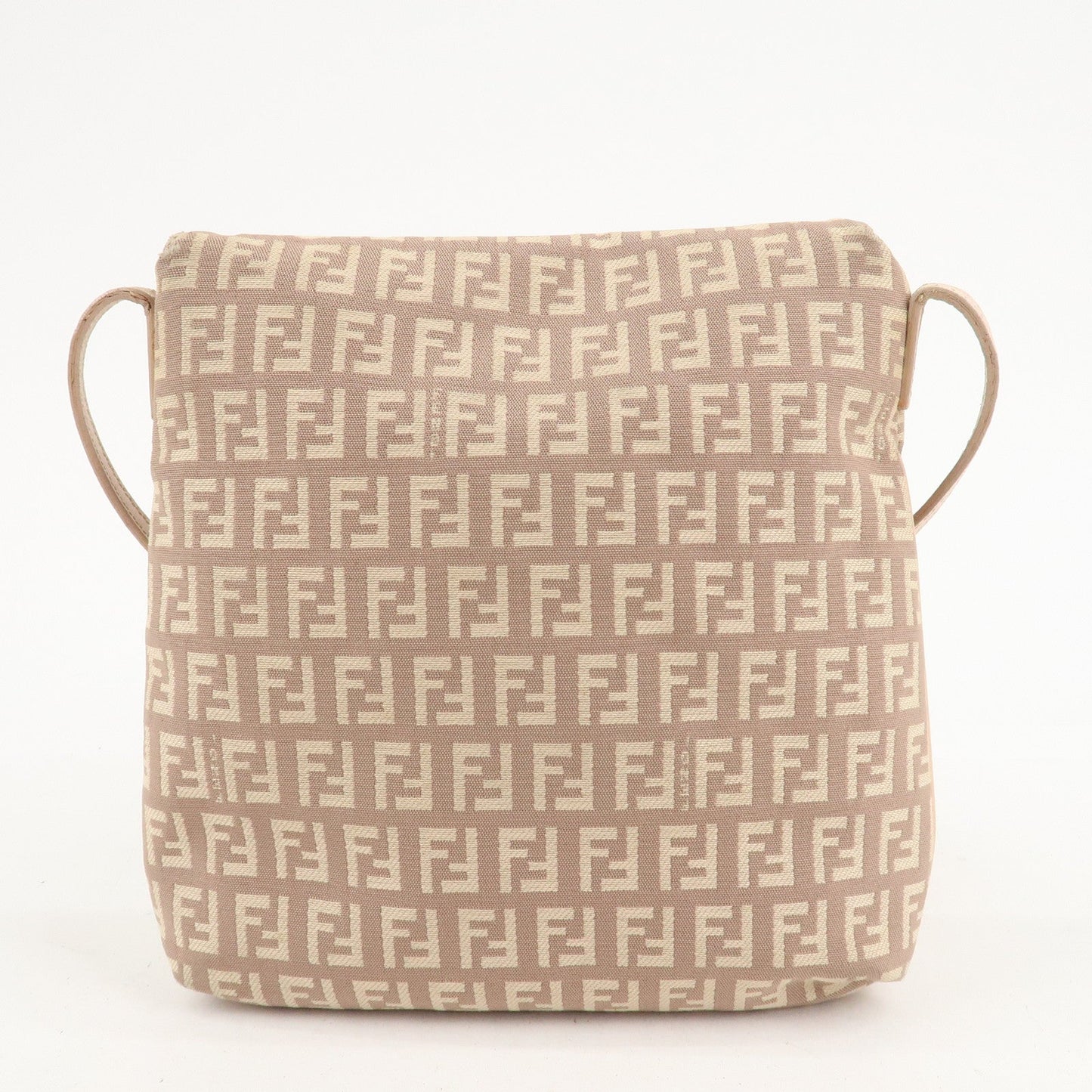 FENDI Zucchino Canvas Leather Shoulder Bag Pink Beige 8BT075  d