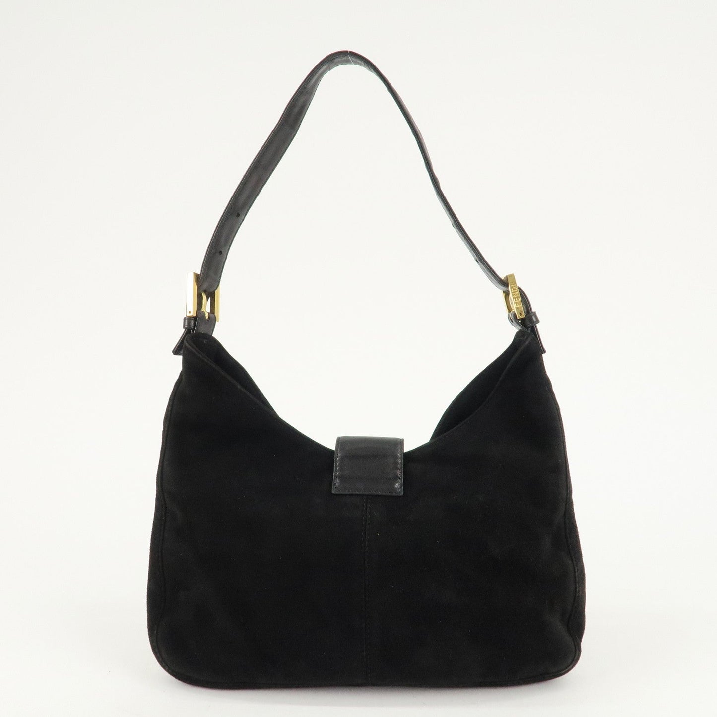 FENDI Suede Leather Shoulder Bag Black 26569  d