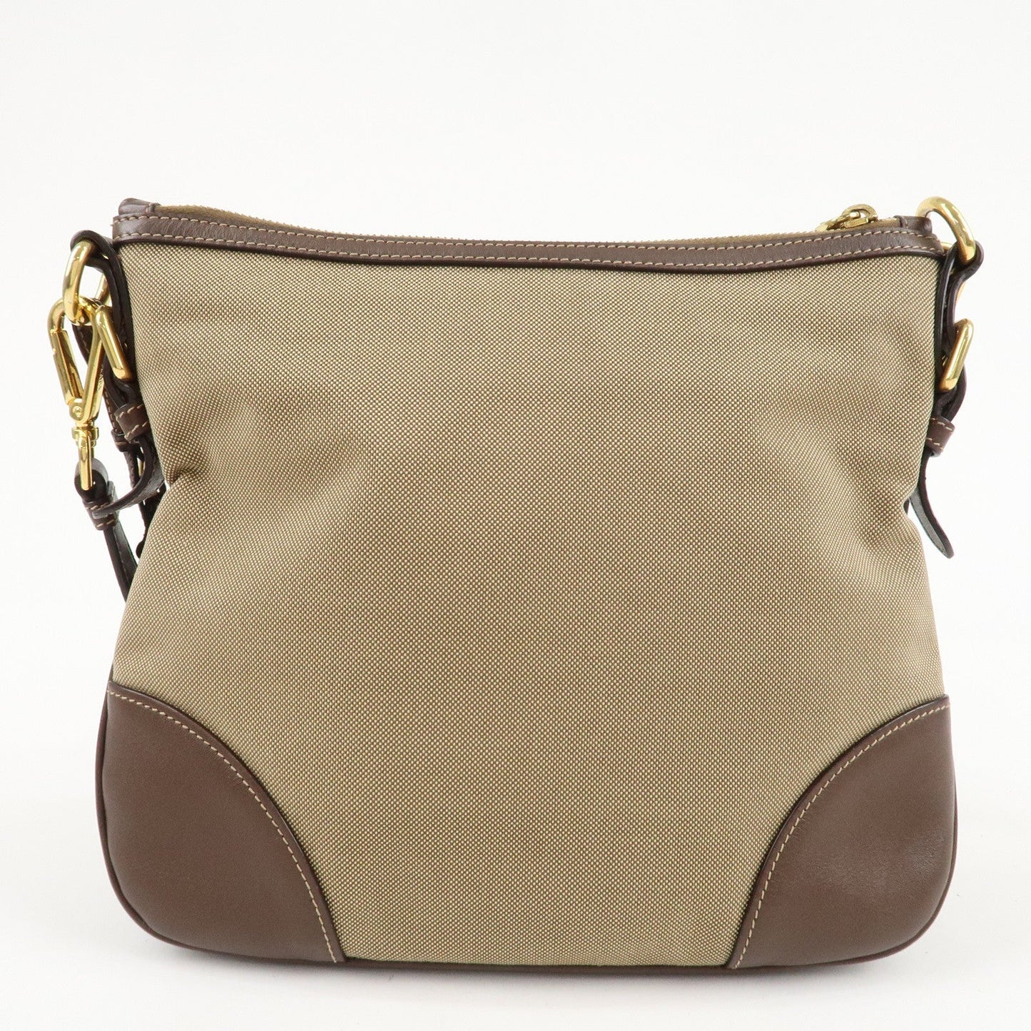 PRADA Jacquard Leather Shoulder Crossbody Bag Beige Brown BT867A  d