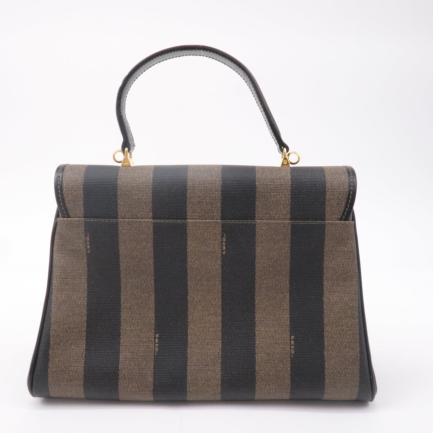 FENDI Pequin PVC Leather 2Way Bag Hand Bag Khaki Black 11653