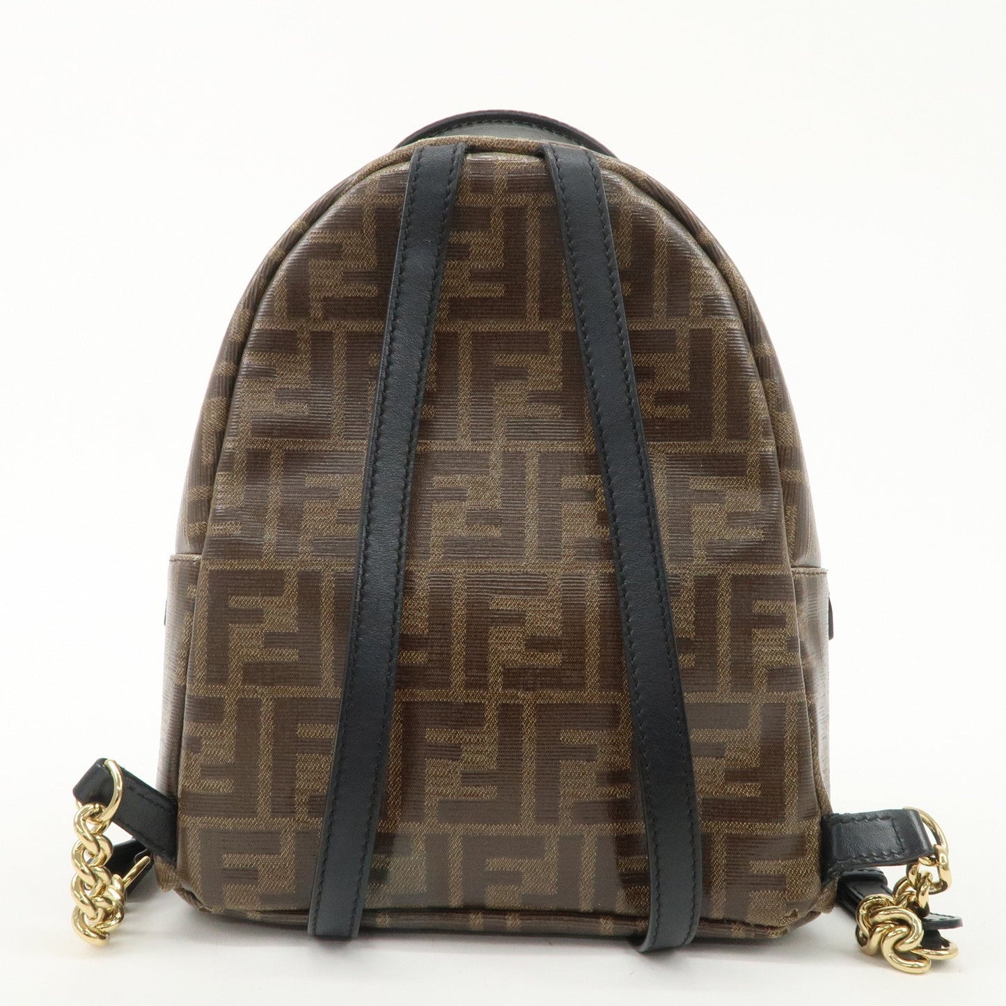 FENDI Zucca Print PVC Leather Chain Backpack Brown 8BZ038  d