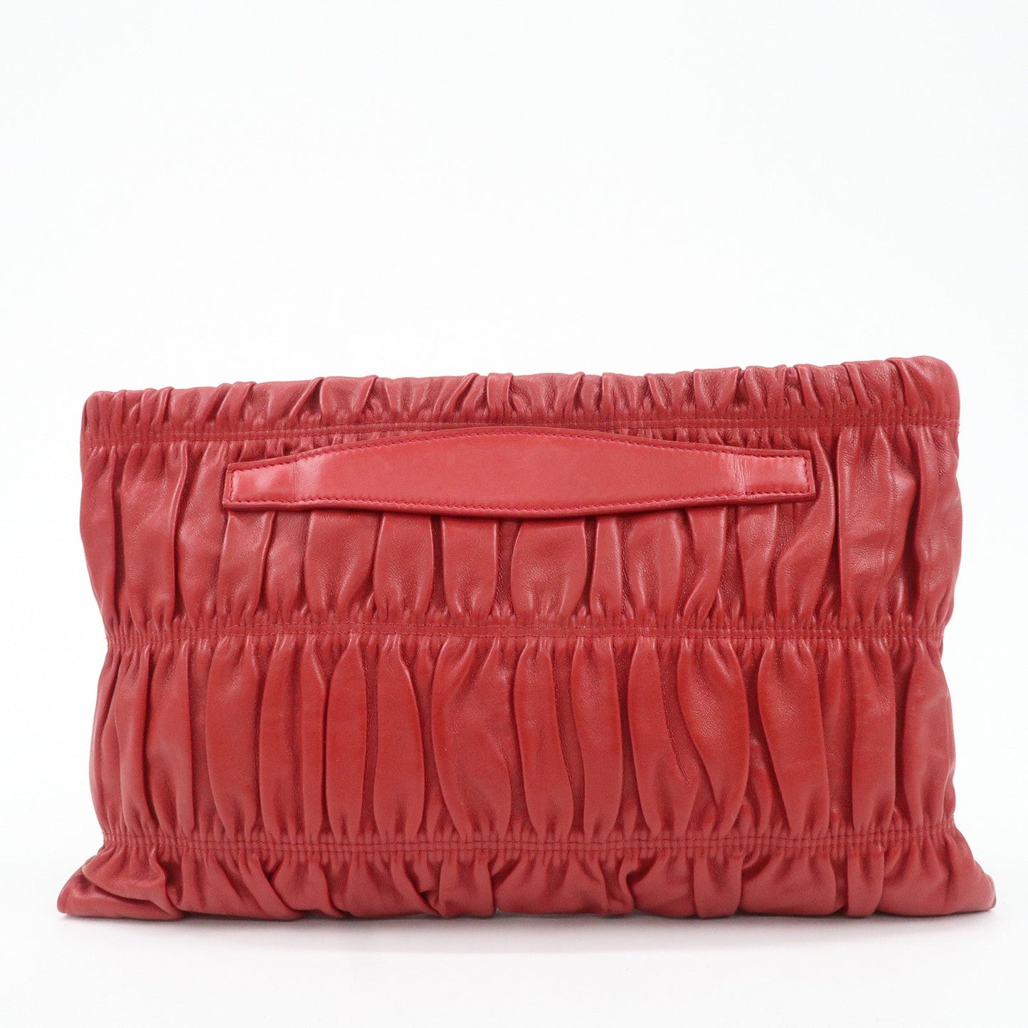 PRADA Leather Clutch Bag Red  d
