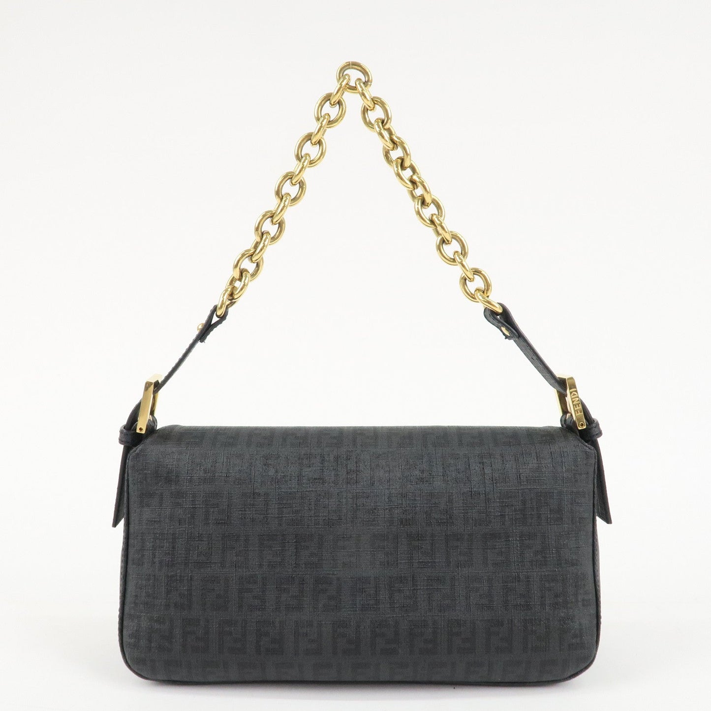 FENDI Zucchino PVC Leather Chain Shoulder Bag Gray Black 8BR003  d