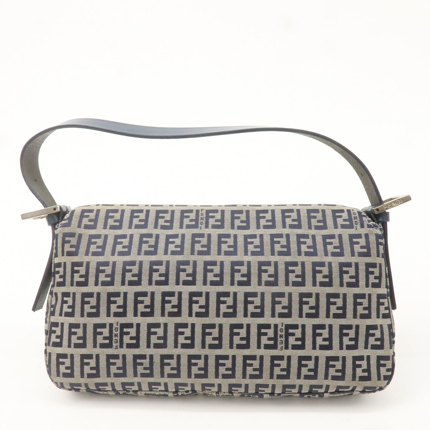 FENDI Mamma Baguette Canvas Shoulder Bag Brown Navy 26424