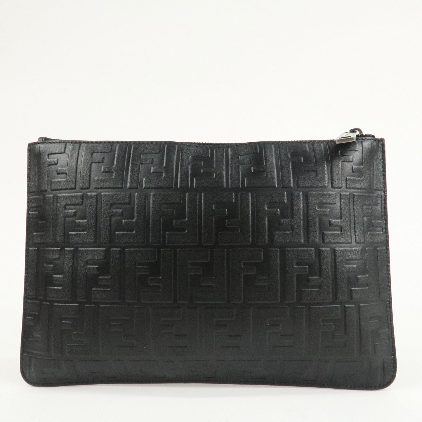 FENDI Zucca Leather Clutch Bag Hand Bag  Black 7N0078  d