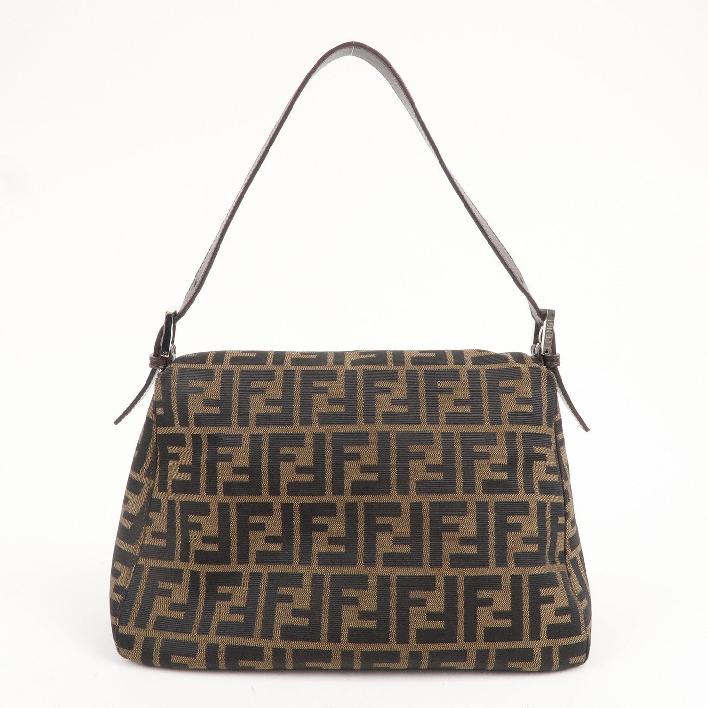 FENDI Mamma Baguette Zucca Canvas Leather Shoulder Bag 26325