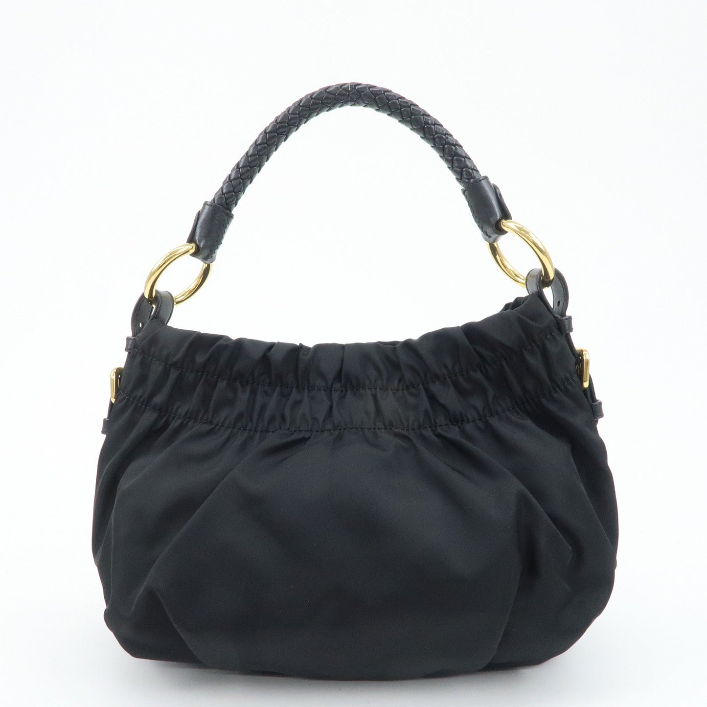 PRADA Nylon Leather Shoulder Bag Black  d
