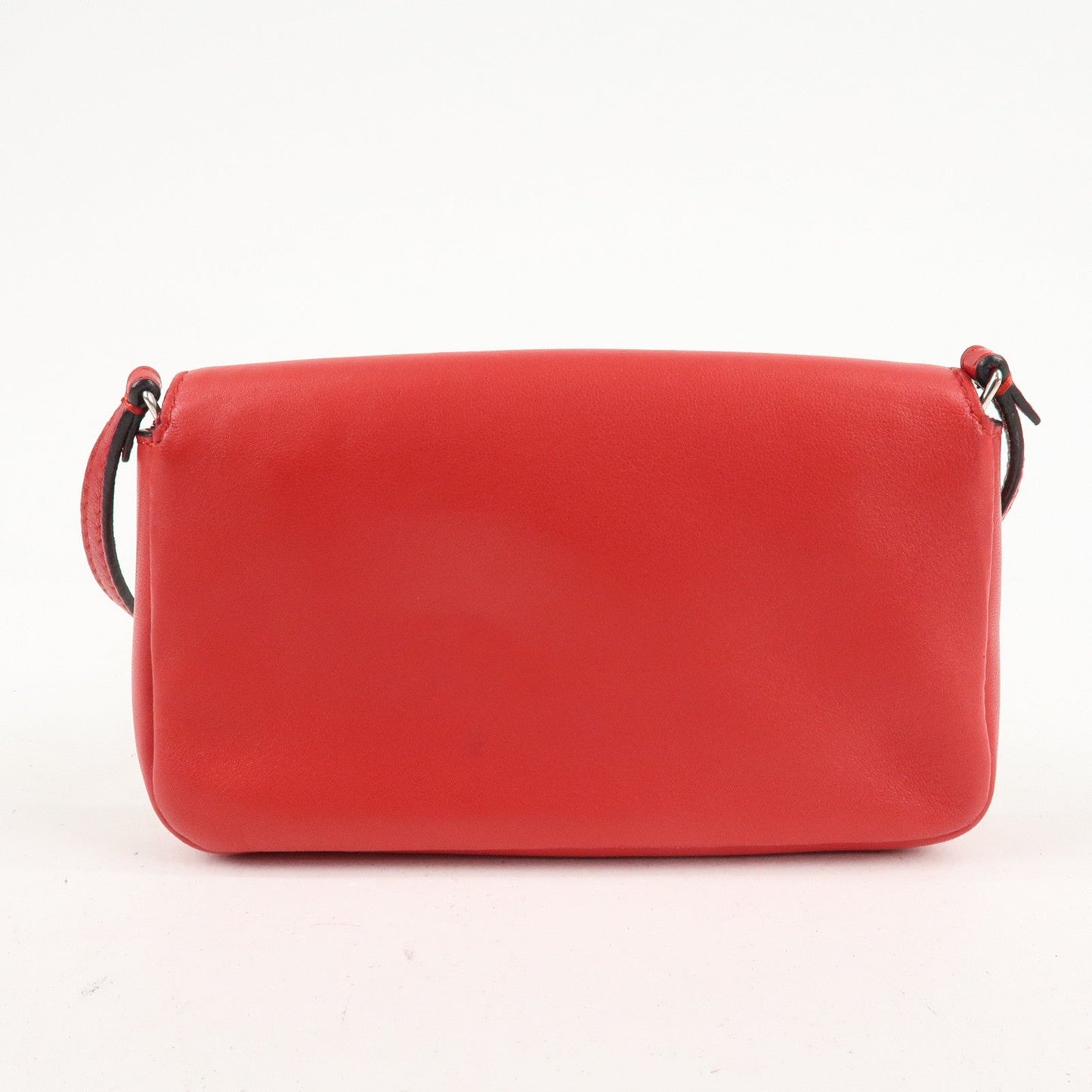 FENDI Micro Baguette Leather Shoulder Bag Red 8M0354  d