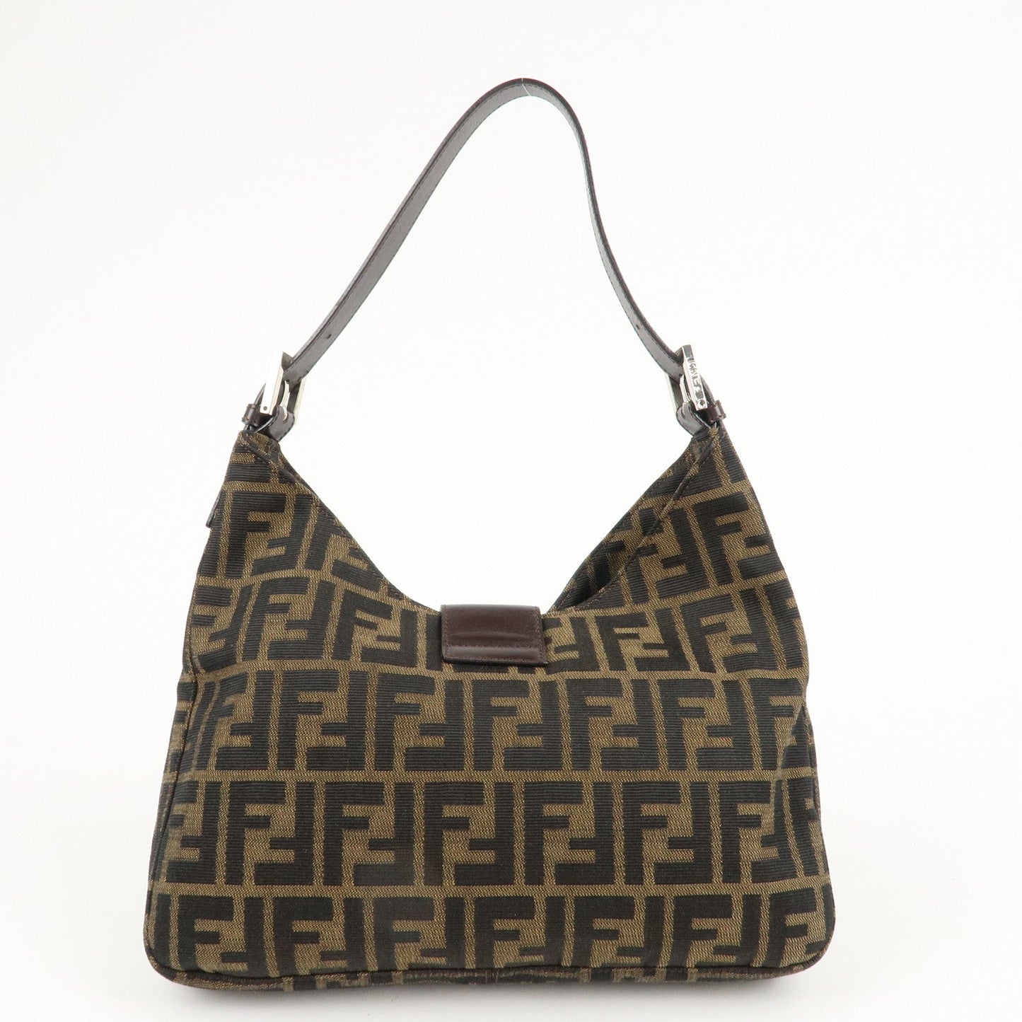FENDI Zucca Canvas Leather Shoulder Bag Brown Black 26569  d