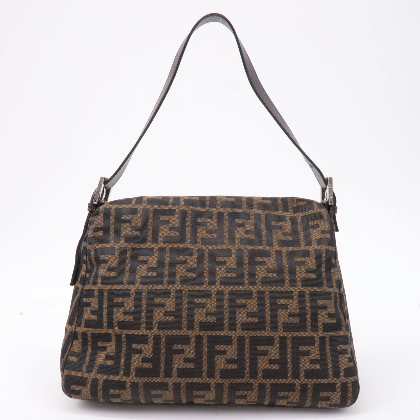 FENDI Mamma Baguette Zucca Canvas Leather Shoulder Bag 26325