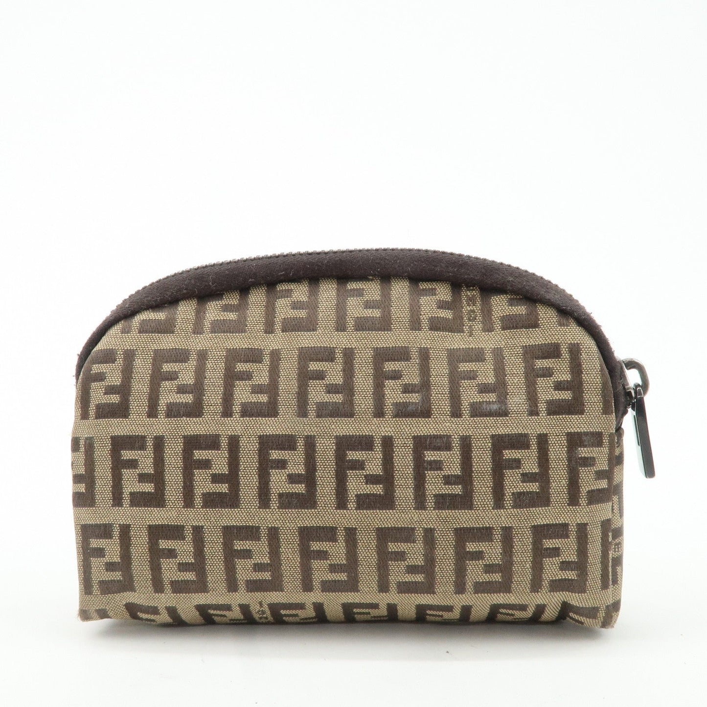 FENDI Zucchino Canvas Mini Pouch Beige Dark Brown 7N0003  d