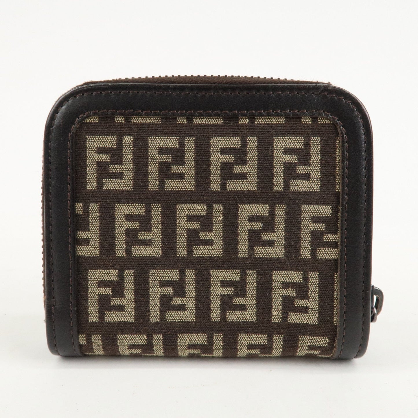 FENDI Zucchino Canvas Leather Zippy Around Bi-fold Wallet  d