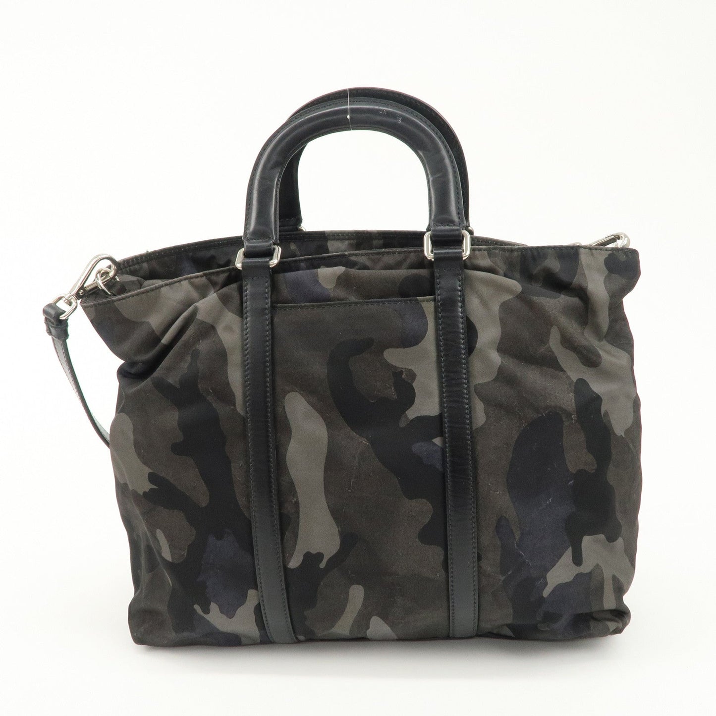 PRADA Nylon Leather 2Way Hand Bag Camouflage Khaki Black BN2791  d