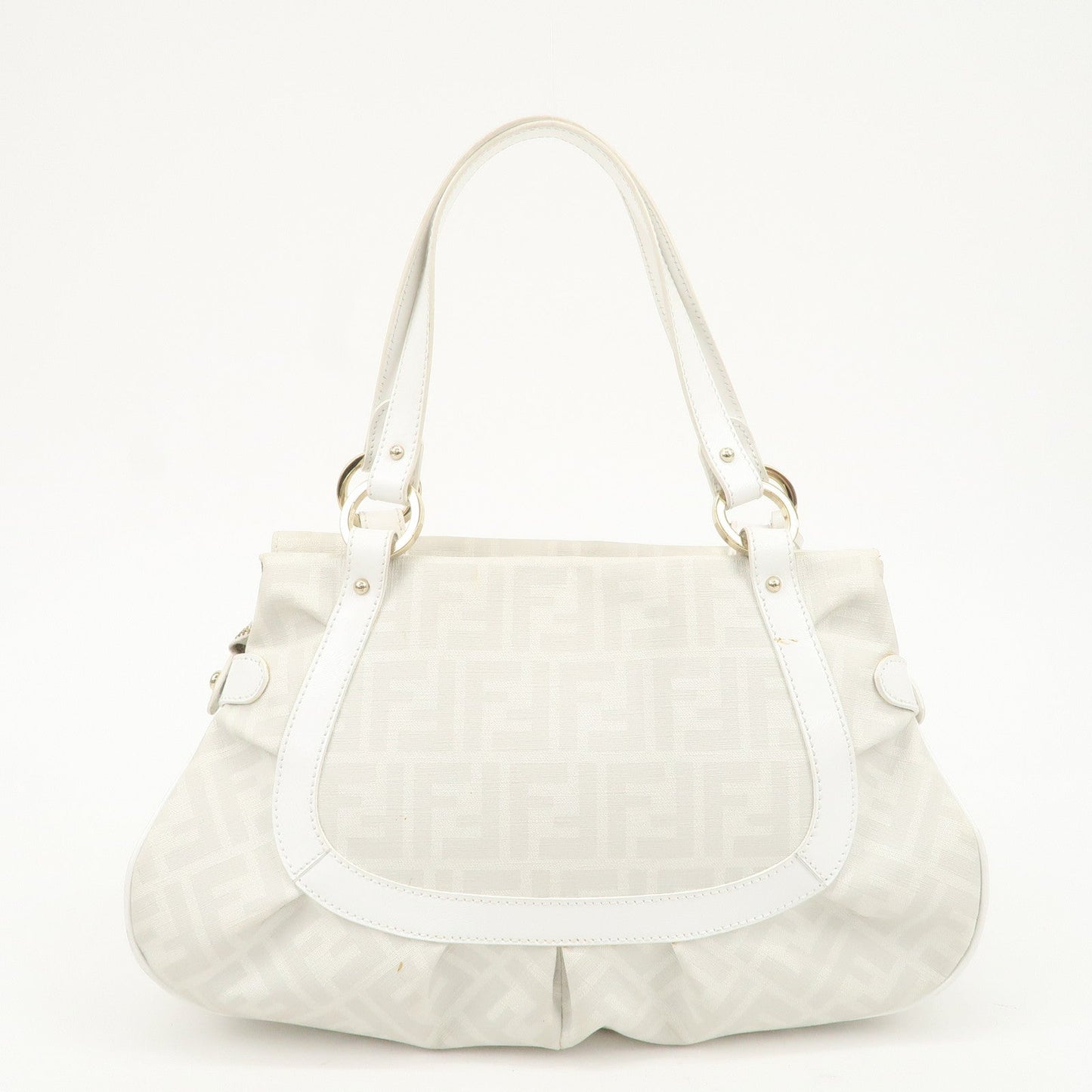 FENDI Zucca PVC Leather Shoulder Bag White Gold Hardware 8BR628  d