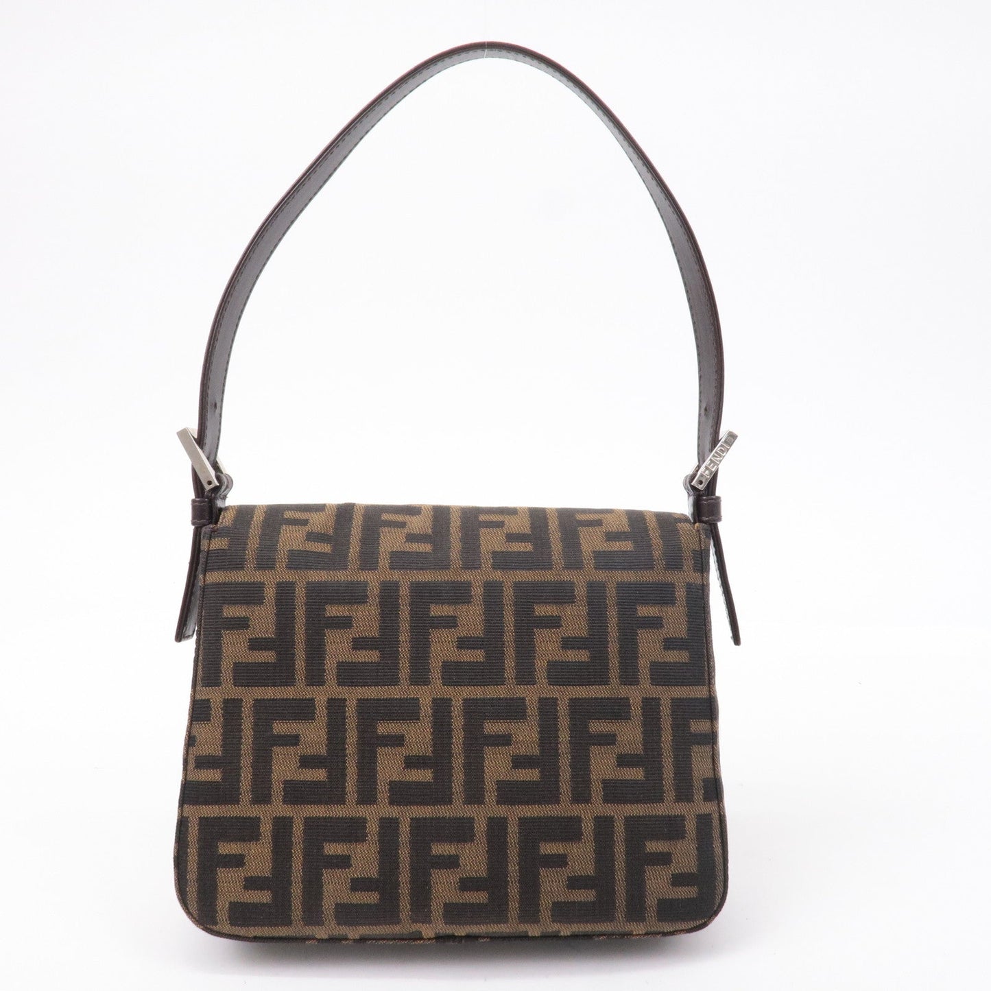 FENDI Zucca Canvas Leather Shoulder Bag Hand Bag Brown 16464