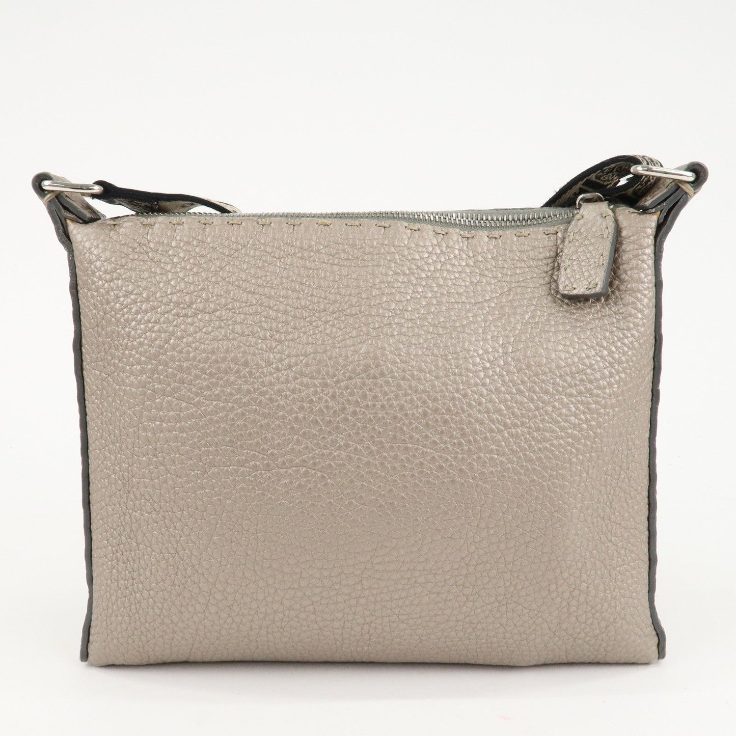 FENDI Selleria Leather Shoulder Bag Crossbody Bag Greige 8BT092  d