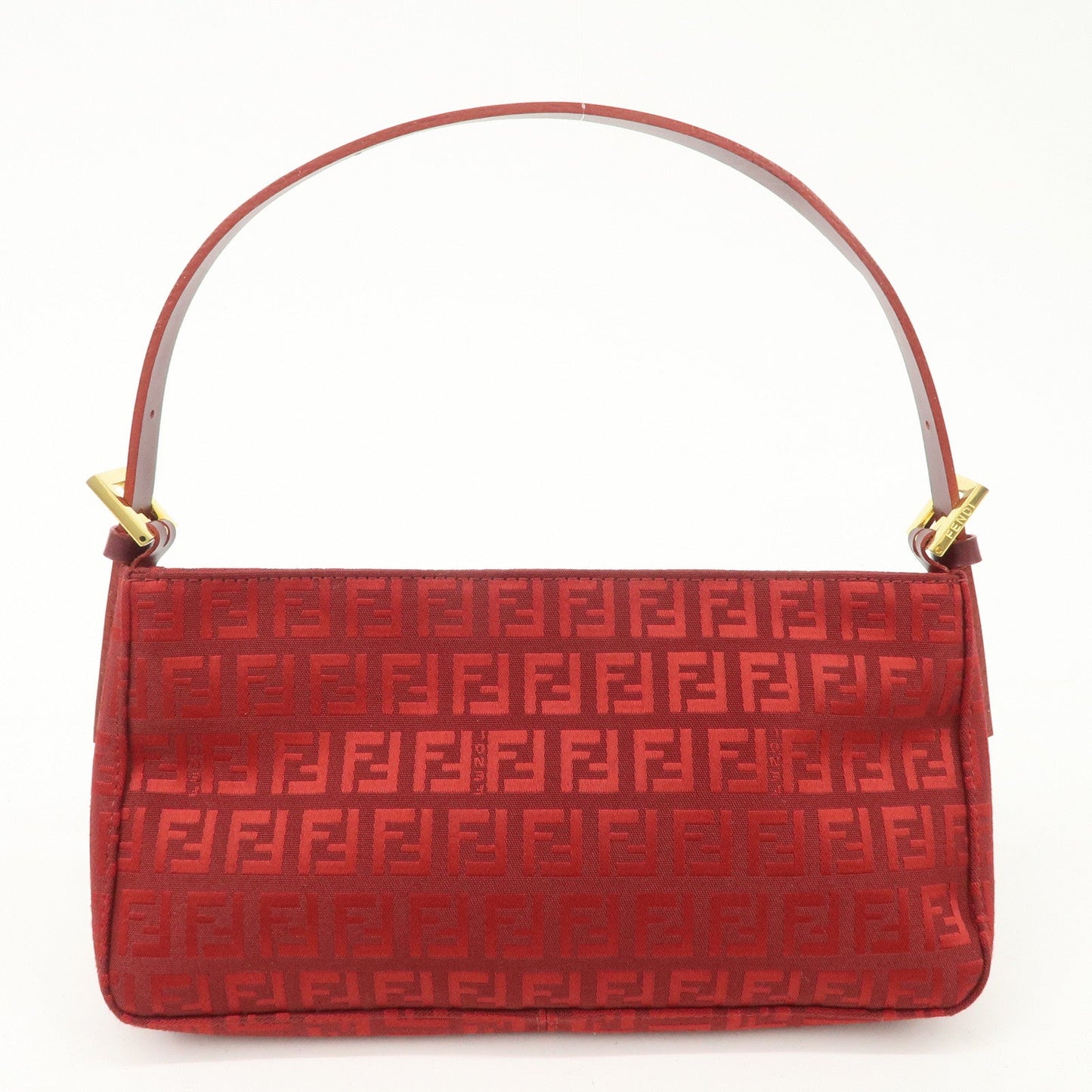 FENDI Zucchino Canvas Leather Shoulder Bag Purse Red 8BR042  d